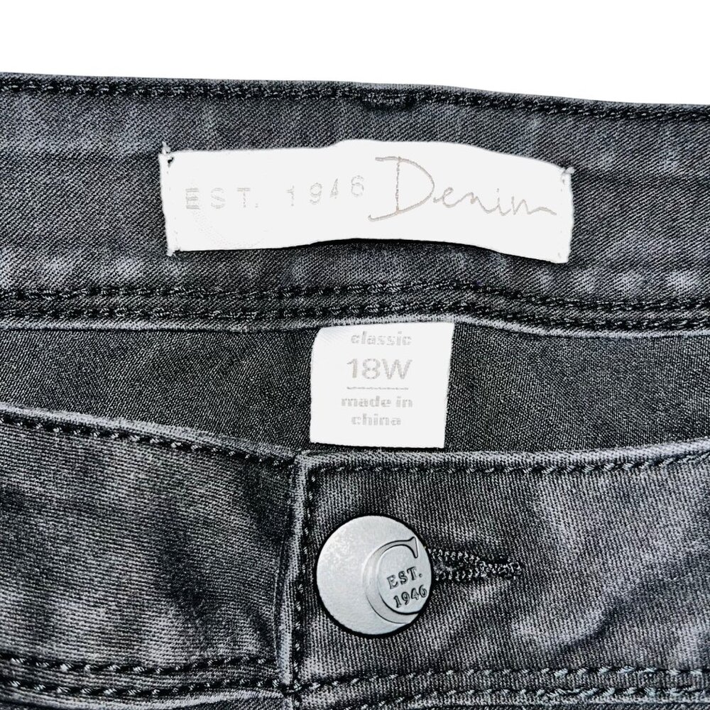 Est 1946 Womens Black Denim Jeans Size 18W Classic Fit Cotton Blend Stretch Mid- - Picture 4 of 12